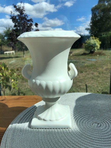 Vintage white vase shorter - by,